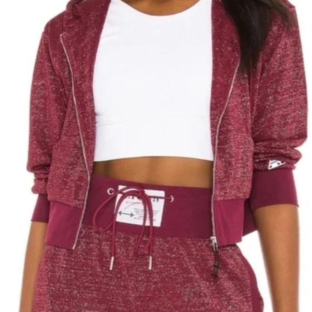 Adam Selman Sport- Burgundy Sparkle Pants